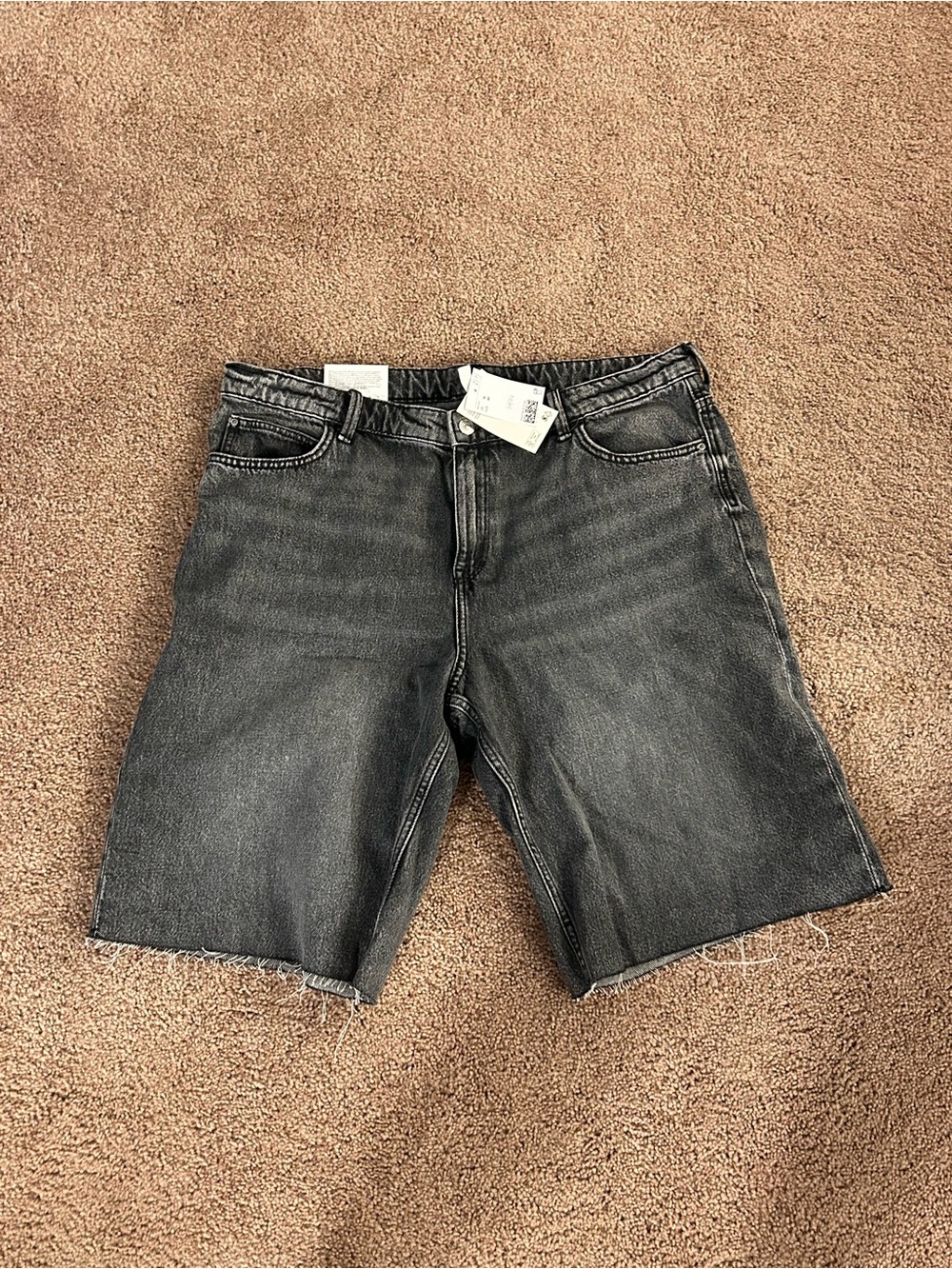 H&M Women’s Washed Black Denim Cutoff Shorts